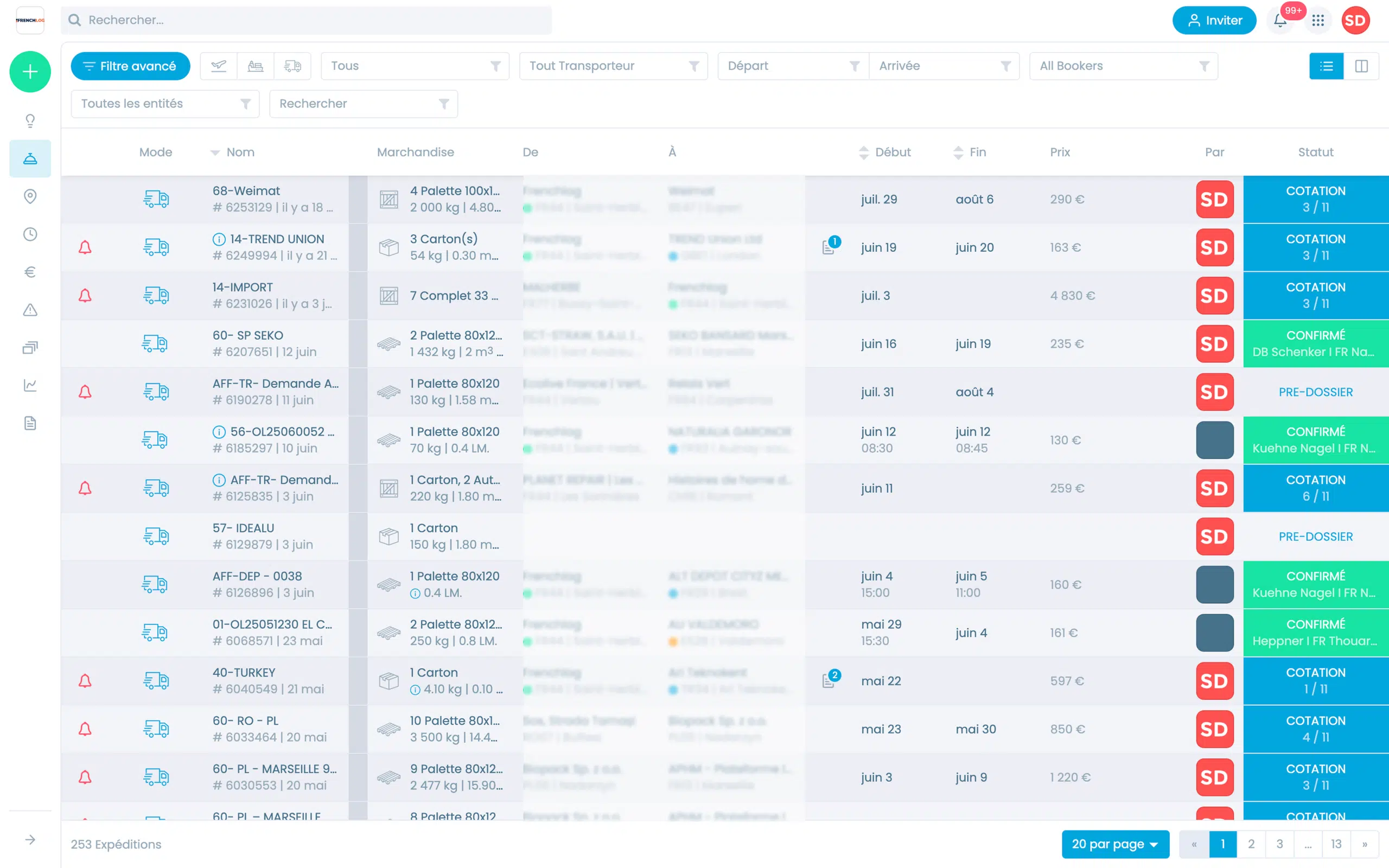 Interface Shiptify